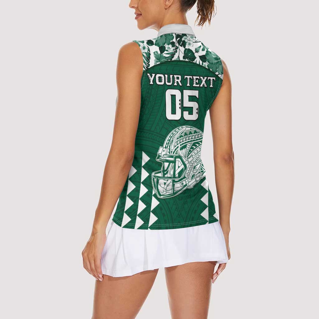 Custom Hawaii Football Women Sleeveless Polo Shirt Rainbow Warriors Tropical Vibes - Polynesian Pride