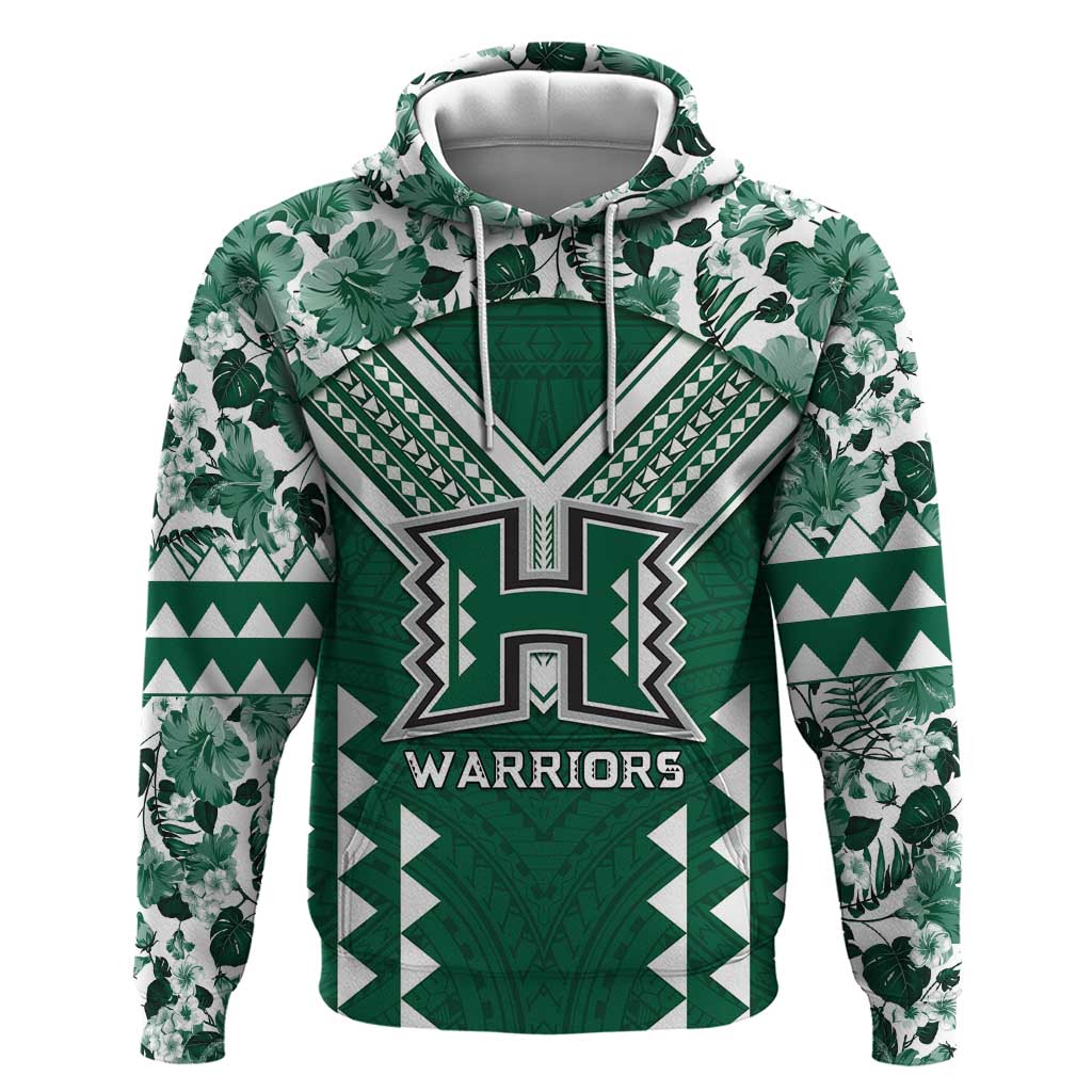 Custom Hawaii Football Zip Hoodie Rainbow Warriors Tropical Vibes - Polynesian Pride