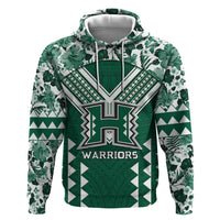 Custom Hawaii Football Zip Hoodie Rainbow Warriors Tropical Vibes - Polynesian Pride