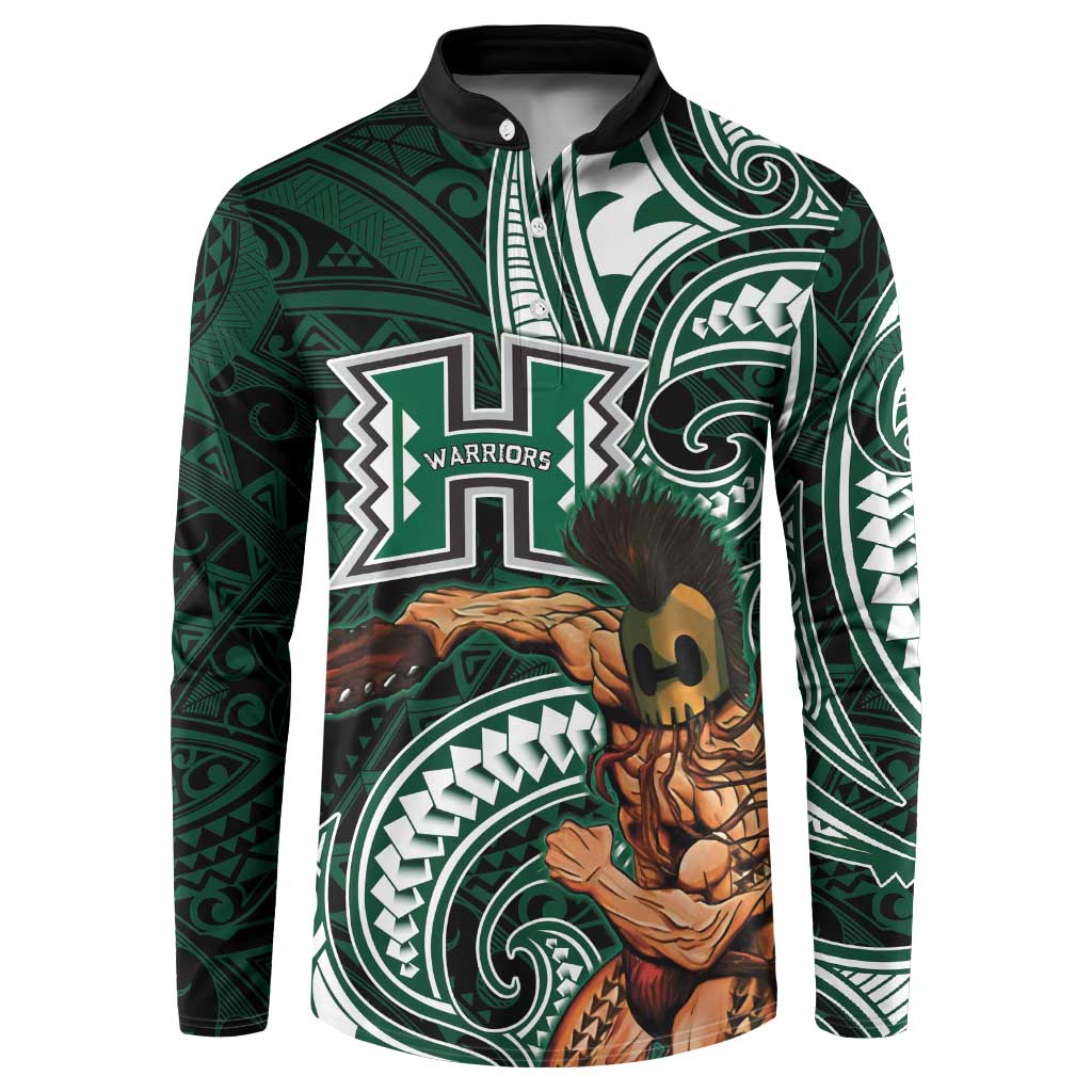 Hawaii Ikaika Warrior Football Button Sweatshirt Polynesian Tribal Tattoo - Polynesian Pride