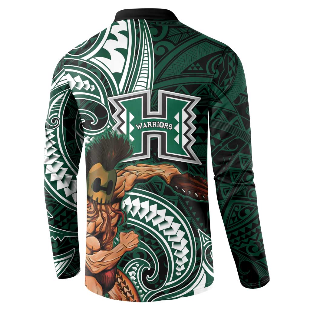 Hawaii Ikaika Warrior Football Button Sweatshirt Polynesian Tribal Tattoo - Polynesian Pride