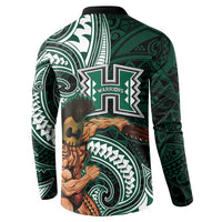 Hawaii Ikaika Warrior Football Button Sweatshirt Polynesian Tribal Tattoo - Polynesian Pride