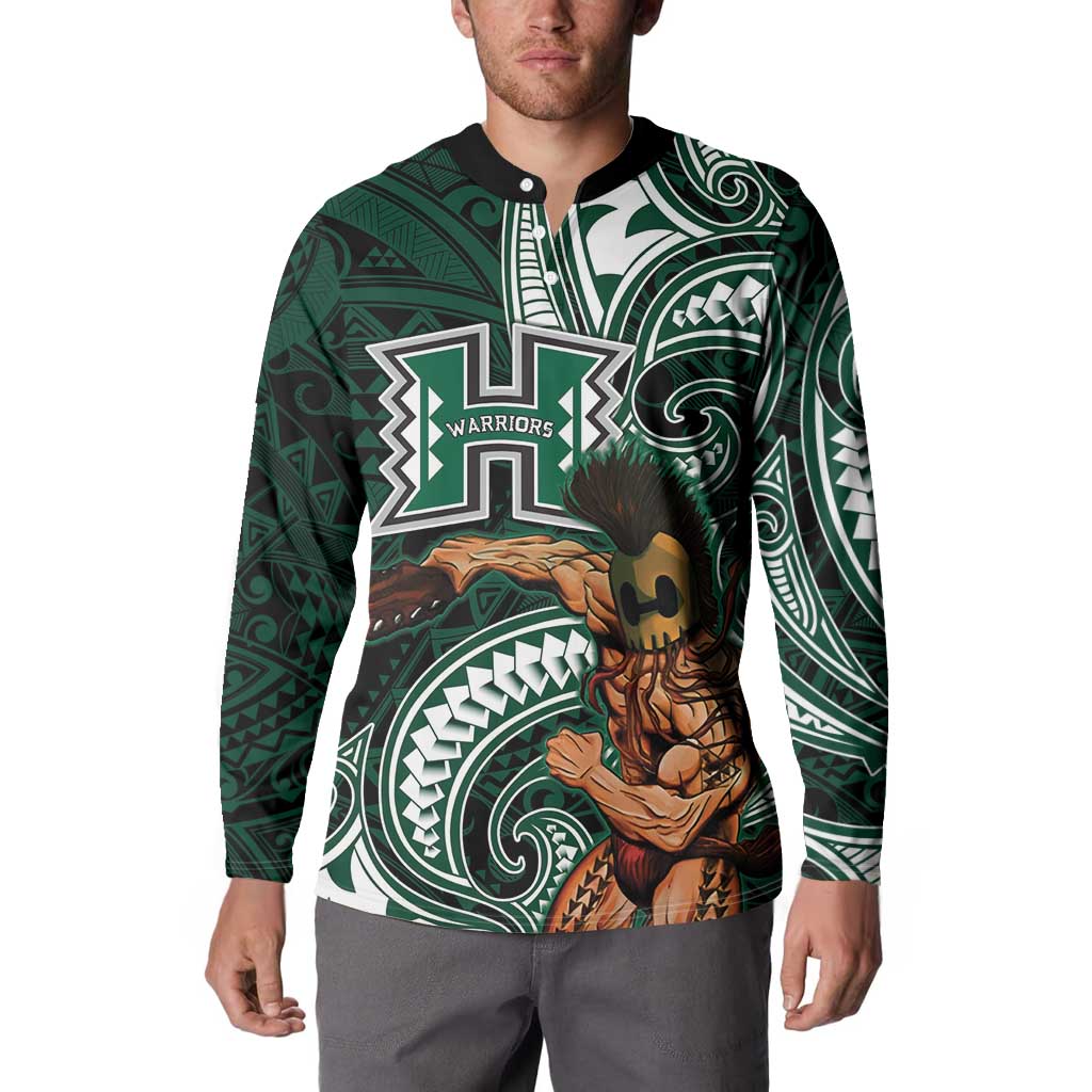 Hawaii Ikaika Warrior Football Button Sweatshirt Polynesian Tribal Tattoo - Polynesian Pride