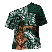 Hawaii Ikaika Warrior Football Cross Shoulder Shirt Polynesian Tribal Tattoo - Polynesian Pride