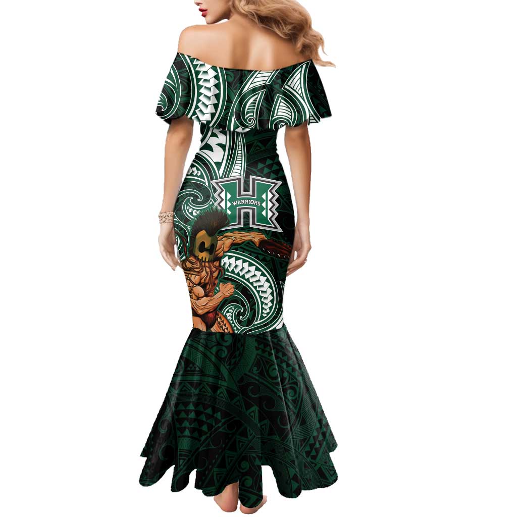 Hawaii Ikaika Warrior Football Family Matching Mermaid Dress and Hawaiian Shirt Polynesian Tribal Tattoo - Polynesian Pride