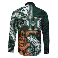Hawaii Ikaika Warrior Football Family Matching Off Shoulder Maxi Dress and Hawaiian Shirt Polynesian Tribal Tattoo - Polynesian Pride