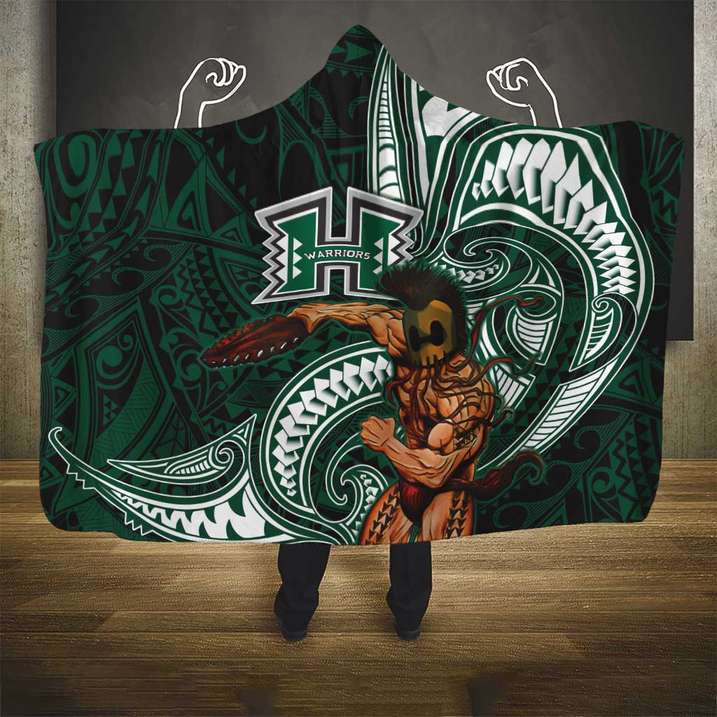 Hawaii Ikaika Warrior Football Hooded Blanket Polynesian Tribal Tattoo - Polynesian Pride