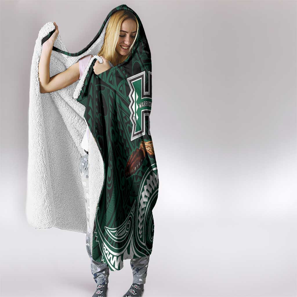 Hawaii Ikaika Warrior Football Hooded Blanket Polynesian Tribal Tattoo - Polynesian Pride