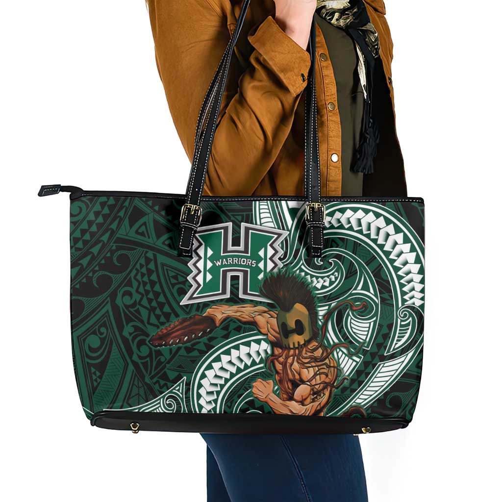 Hawaii Ikaika Warrior Football Leather Tote Bag Polynesian Tribal Tattoo - Polynesian Pride