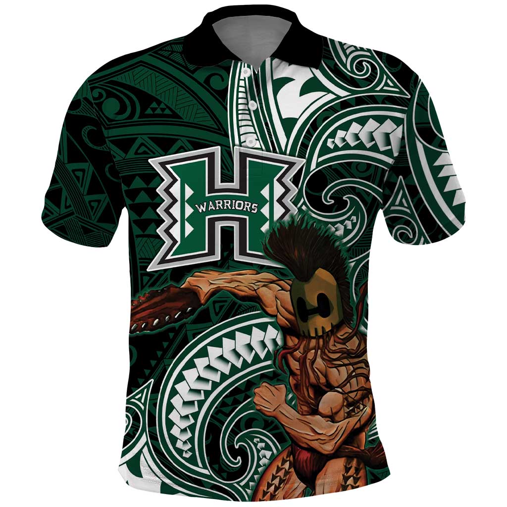 Hawaii Ikaika Warrior Football Polo Shirt Polynesian Tribal Tattoo LT05 Black - Polynesian Pride