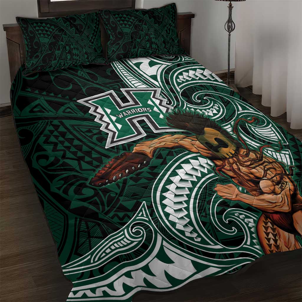 Hawaii Ikaika Warrior Football Quilt Bed Set Polynesian Tribal Tattoo - Polynesian Pride