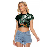 Hawaii Ikaika Warrior Football Raglan Cropped T Shirt Polynesian Tribal Tattoo - Polynesian Pride