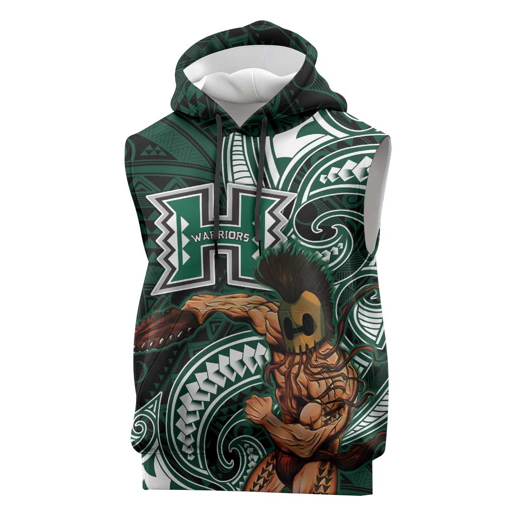 Hawaii Ikaika Warrior Football Sleeveless Hoodie Polynesian Tribal Tattoo - Polynesian Pride