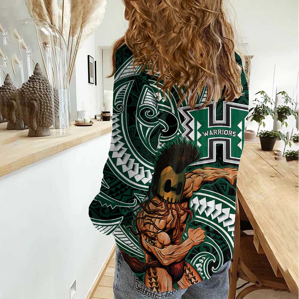 Hawaii Ikaika Warrior Football Women Casual Shirt Polynesian Tribal Tattoo - Polynesian Pride