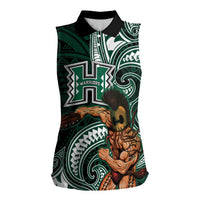 Hawaii Ikaika Warrior Football Women Sleeveless Polo Shirt Polynesian Tribal Tattoo - Polynesian Pride