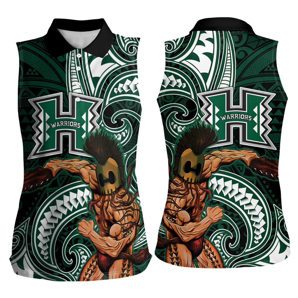 Hawaii Ikaika Warrior Football Women Sleeveless Polo Shirt Polynesian Tribal Tattoo - Polynesian Pride