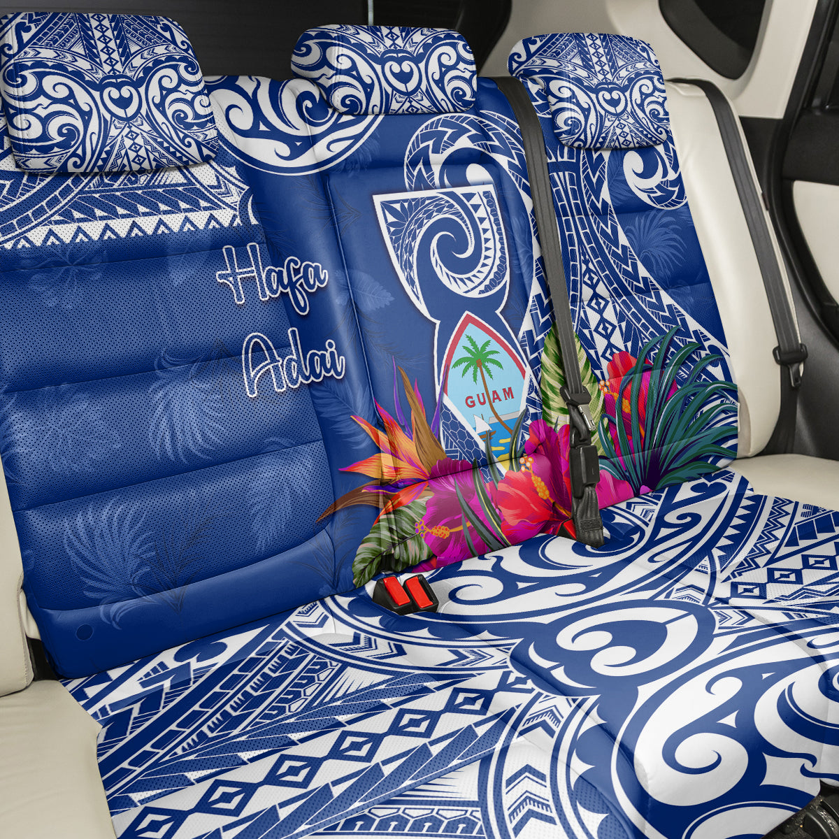 Hafa Adai Guam History and Chamorro Heritage Day Back Car Seat Cover Blue Latte Stone LT05
