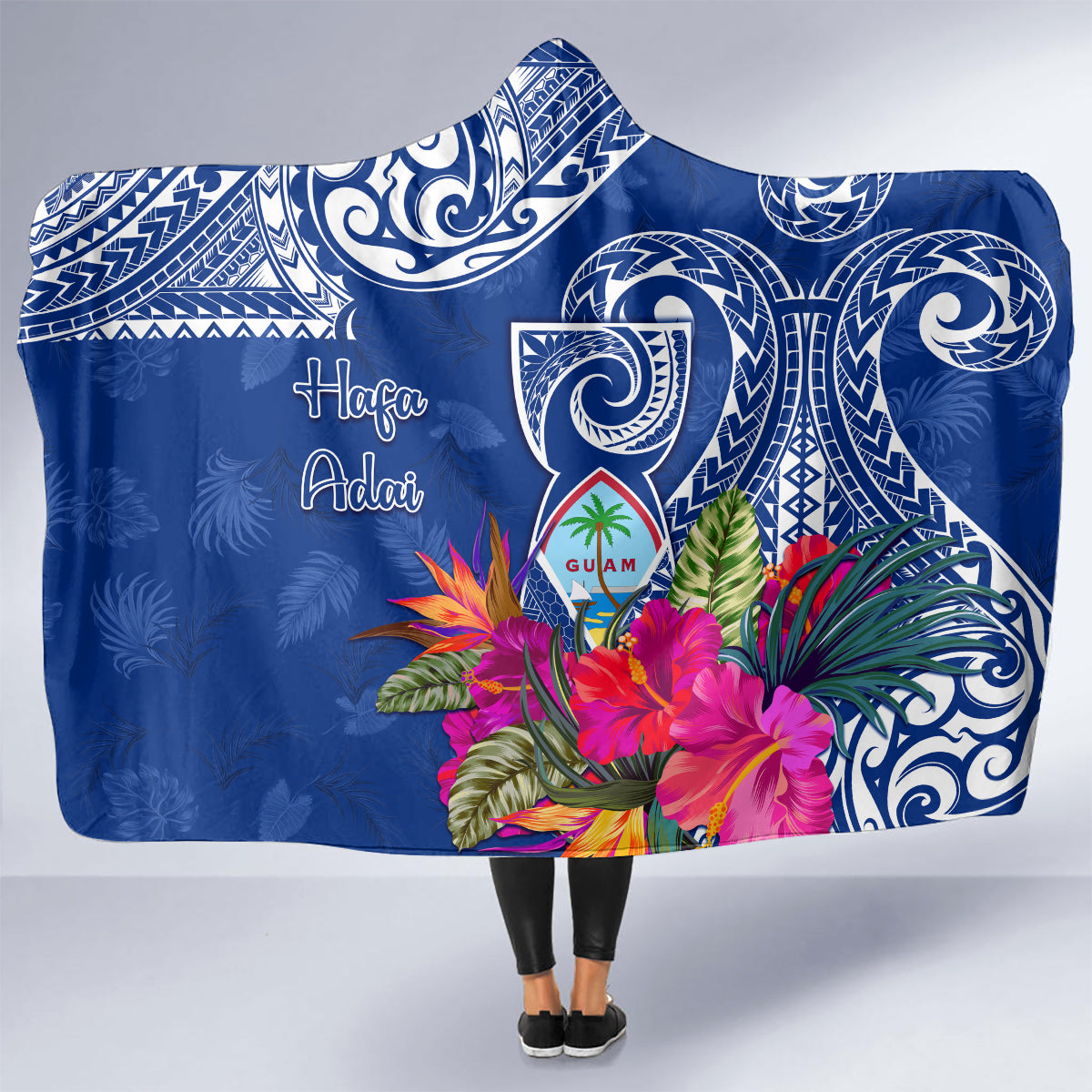 Hafa Adai Guam History and Chamorro Heritage Day Hooded Blanket Blue Latte Stone LT05 - Polynesian Pride