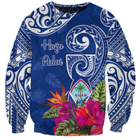 Personalised Hafa Adai Guam History and Chamorro Heritage Day Sweatshirt Blue Latte Stone LT05 Unisex Blue - Polynesian Pride