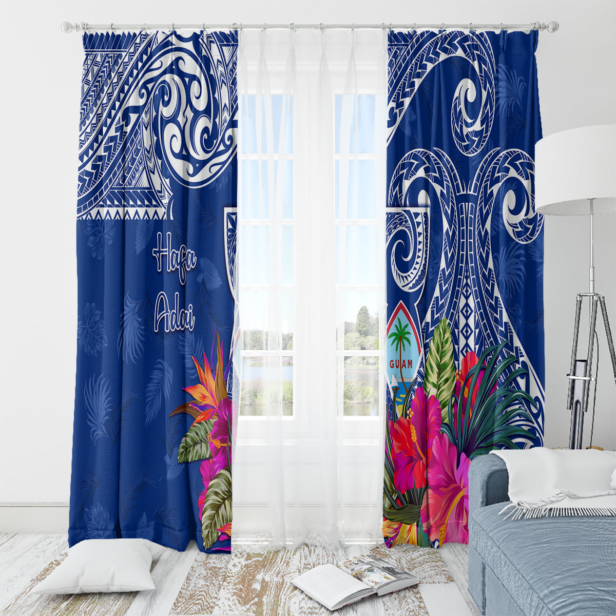 Hafa Adai Guam History and Chamorro Heritage Day Window Curtain Blue Latte Stone LT05 - Polynesian Pride