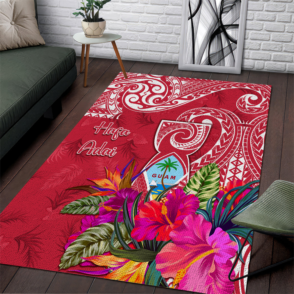 Hafa Adai Guam History and Chamorro Heritage Day Area Rug Red Latte Stone LT05 Red - Polynesian Pride