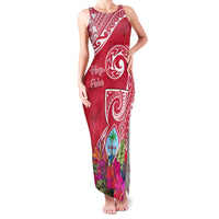 Personalised Hafa Adai Guam History and Chamorro Heritage Day Family Matching Tank Maxi Dress and Hawaiian Shirt Red Latte Stone LT05 Mom's Dress Red - Polynesian Pride