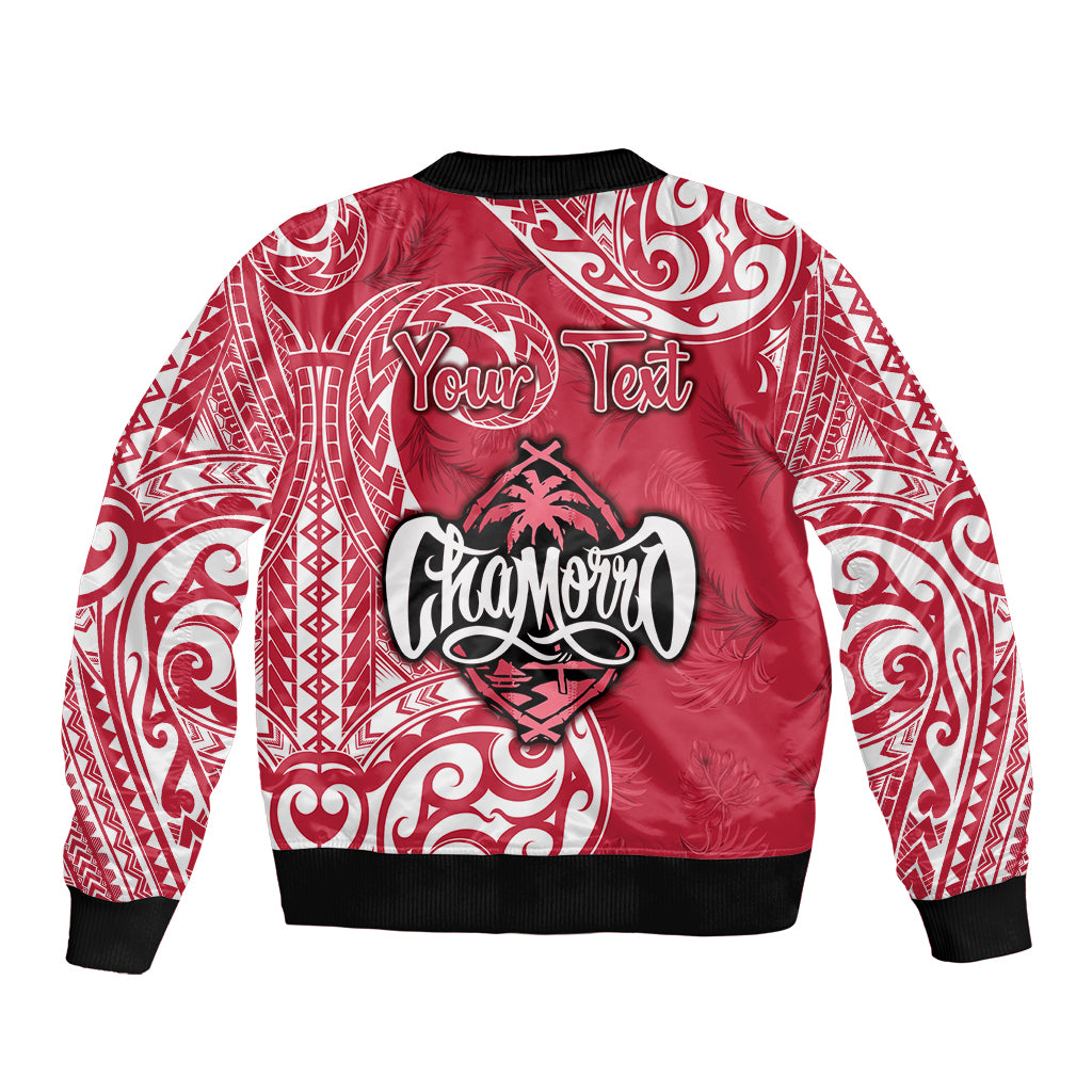 Personalised Hafa Adai Guam History and Chamorro Heritage Day Sleeve Zip Bomber Jacket Red Latte Stone LT05 - Polynesian Pride