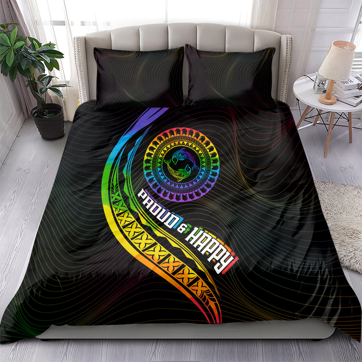 LGBT History Month Bedding Set Proud And Happy Polynesian Dolphin LT05 - Polynesian Pride