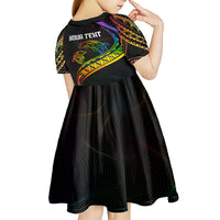 Personalised LGBT History Month Kid Short Sleeve Dress Proud And Happy Polynesian Dolphin LT05 - Polynesian Pride