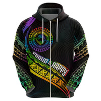 Personalised LGBT History Month Zip Hoodie Proud And Happy Polynesian Dolphin LT05 - Polynesian Pride