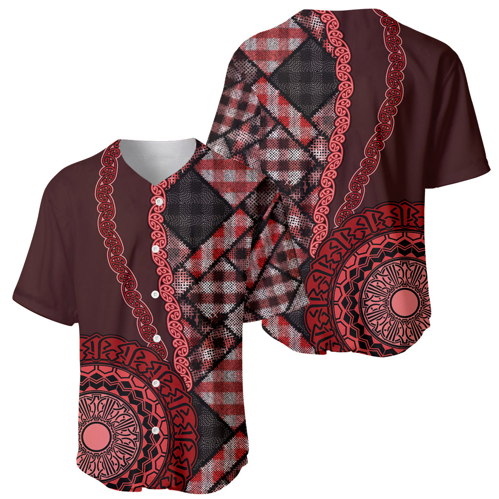 New Zealand Aotearoa Baseball Jersey Maori Harakeke Weaving Pattern Red LT05 - Polynesian Pride