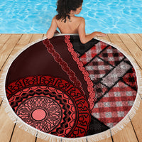 New Zealand Aotearoa Beach Blanket Maori Harakeke Weaving Pattern Red LT05 - Polynesian Pride