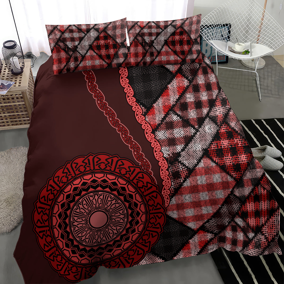 New Zealand Aotearoa Bedding Set Maori Harakeke Weaving Pattern Red LT05 - Polynesian Pride