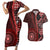 New Zealand Aotearoa Couples Matching Short Sleeve Bodycon Dress and Hawaiian Shirt Maori Harakeke Weaving Pattern Red LT05 Red - Polynesian Pride