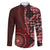 New Zealand Aotearoa Family Matching Mermaid Dress and Hawaiian Shirt Maori Harakeke Weaving Pattern Red LT05 Dad's Shirt - Long Sleeve Red - Polynesian Pride