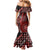 New Zealand Aotearoa Family Matching Mermaid Dress and Hawaiian Shirt Maori Harakeke Weaving Pattern Red LT05 - Polynesian Pride