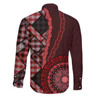 New Zealand Aotearoa Family Matching Puletasi Dress and Hawaiian Shirt Maori Harakeke Weaving Pattern Red LT05 - Polynesian Pride