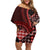 New Zealand Aotearoa Off Shoulder Short Dress Maori Harakeke Weaving Pattern Red LT05 Women Red - Polynesian Pride