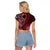New Zealand Aotearoa Raglan Cropped T Shirt Maori Harakeke Weaving Pattern Red LT05 - Polynesian Pride