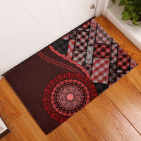 New Zealand Aotearoa Rubber Doormat Maori Harakeke Weaving Pattern Red LT05 Red - Polynesian Pride