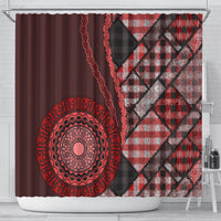 New Zealand Aotearoa Shower Curtain Maori Harakeke Weaving Pattern Red LT05 - Polynesian Pride