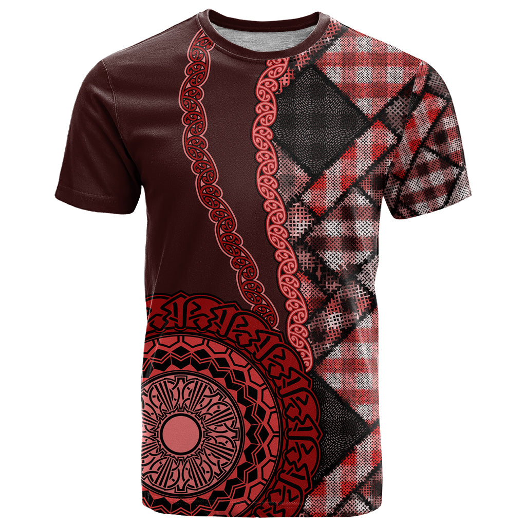 New Zealand Aotearoa T Shirt Maori Harakeke Weaving Pattern Red LT05 Red - Polynesian Pride