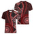 New Zealand Aotearoa Women V Neck T Shirt Maori Harakeke Weaving Pattern Red LT05 - Polynesian Pride
