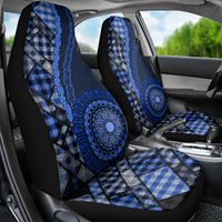 New Zealand Aotearoa Car Seat Cover Maori Harakeke Weaving Pattern Blue LT05 - Polynesian Pride