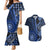 New Zealand Aotearoa Couples Matching Mermaid Dress and Hawaiian Shirt Maori Harakeke Weaving Pattern Blue LT05 Blue - Polynesian Pride
