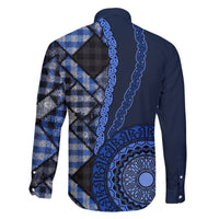 New Zealand Aotearoa Family Matching Puletasi Dress and Hawaiian Shirt Maori Harakeke Weaving Pattern Blue LT05 - Polynesian Pride