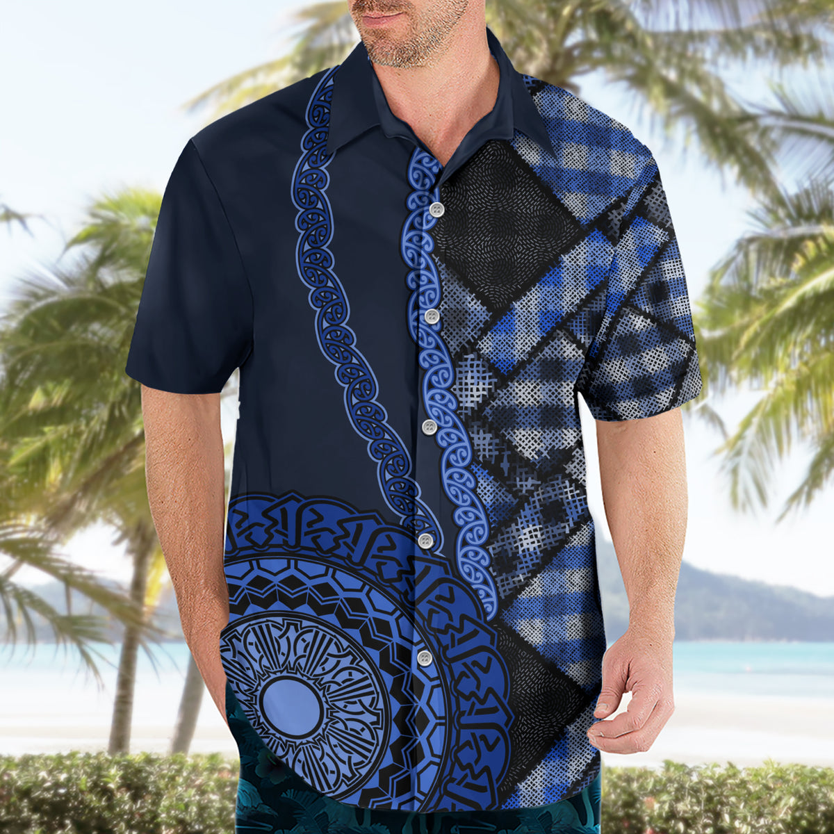 New Zealand Aotearoa Hawaiian Shirt Maori Harakeke Weaving Pattern Blue LT05 - Polynesian Pride