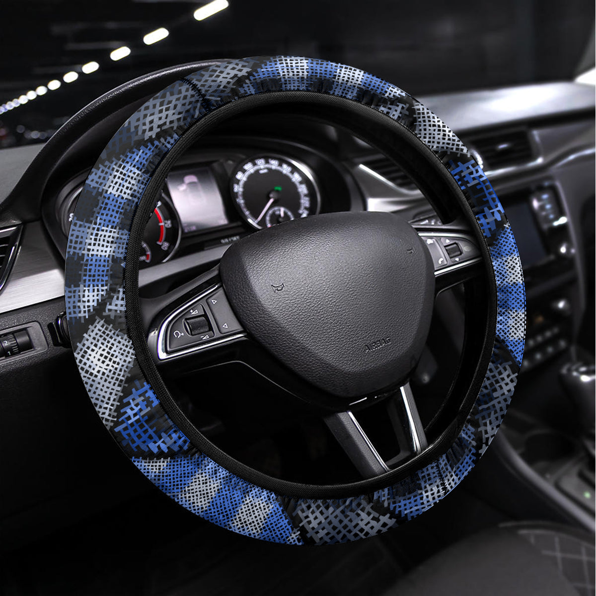 New Zealand Aotearoa Steering Wheel Cover Maori Harakeke Weaving Pattern Blue LT05 Universal Fit Blue - Polynesian Pride