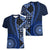 New Zealand Aotearoa Women V Neck T Shirt Maori Harakeke Weaving Pattern Blue LT05 - Polynesian Pride