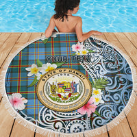 Hawaii State Beach Blanket Tropical Flowers With Tartan Pattern LT05 - Polynesian Pride